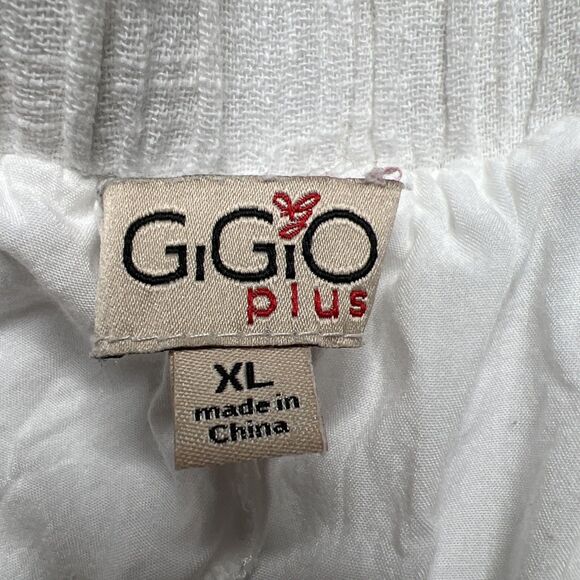 GiGio Plus Crinkle Distressed Pull On Shorts Size XL White Lined Drawstring - Picture 5 of 11